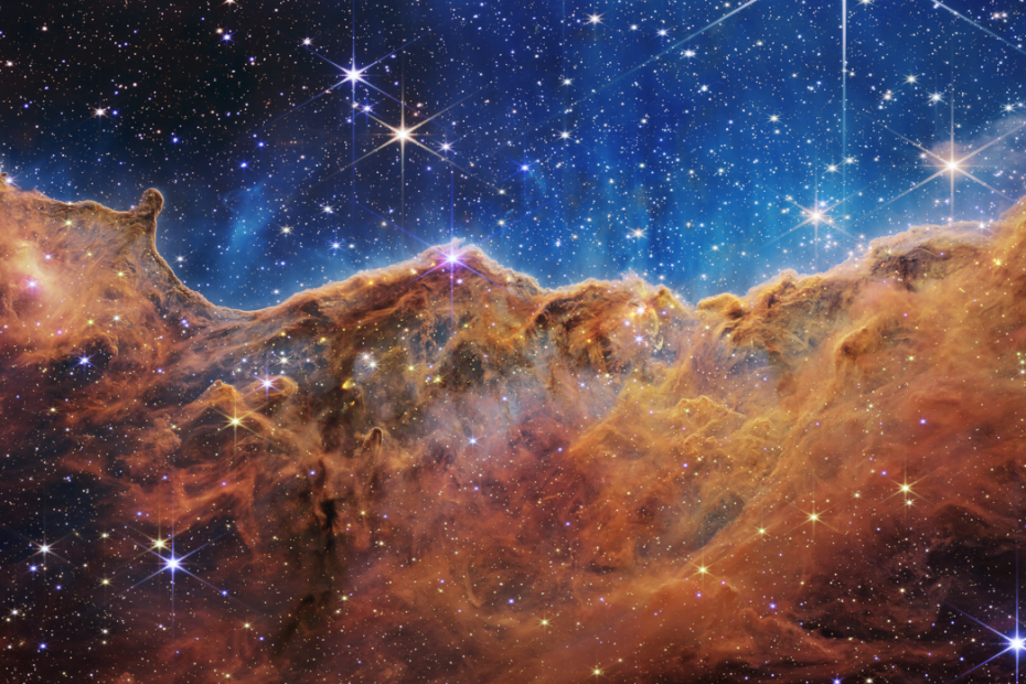 Imagen artistica del cosmos (Nebulosa carina) tomada por el James Webb telescope