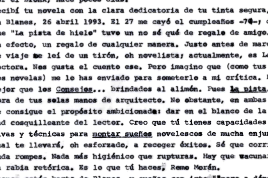 Imagen de carta de ory a Bolaño